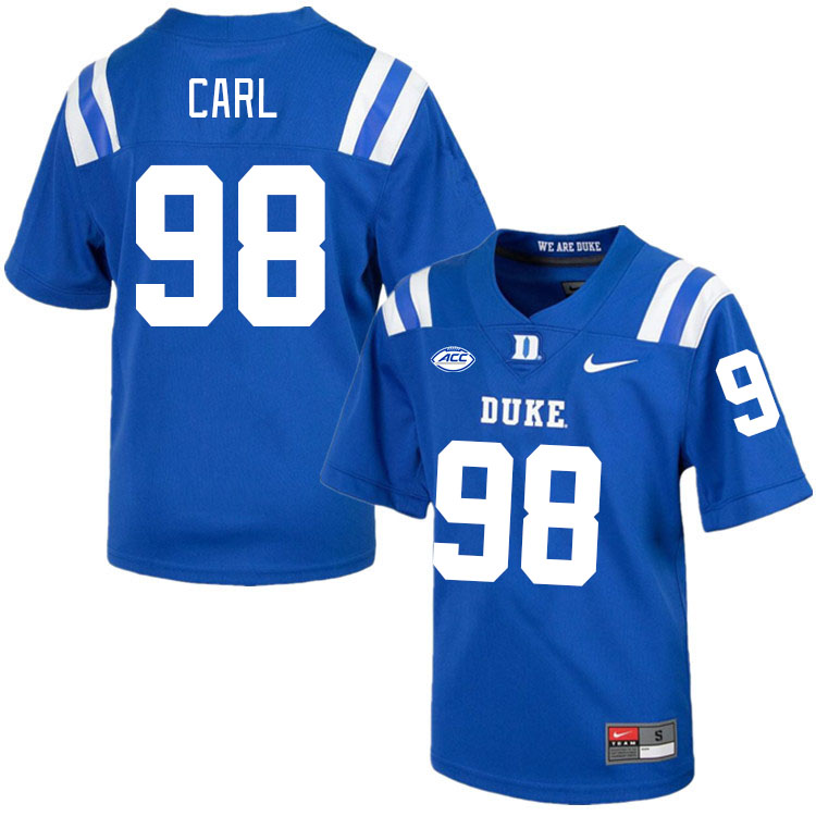 Men #98 Jaylen Carl Duke Blue Devils College Football Jerseys Stitched-Royal